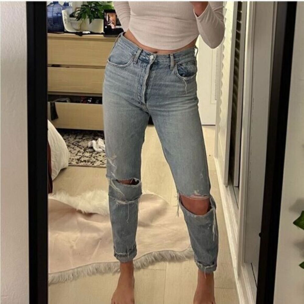 Agolde Jamie High Rise Distressed Jeans in Shakedown Size 25